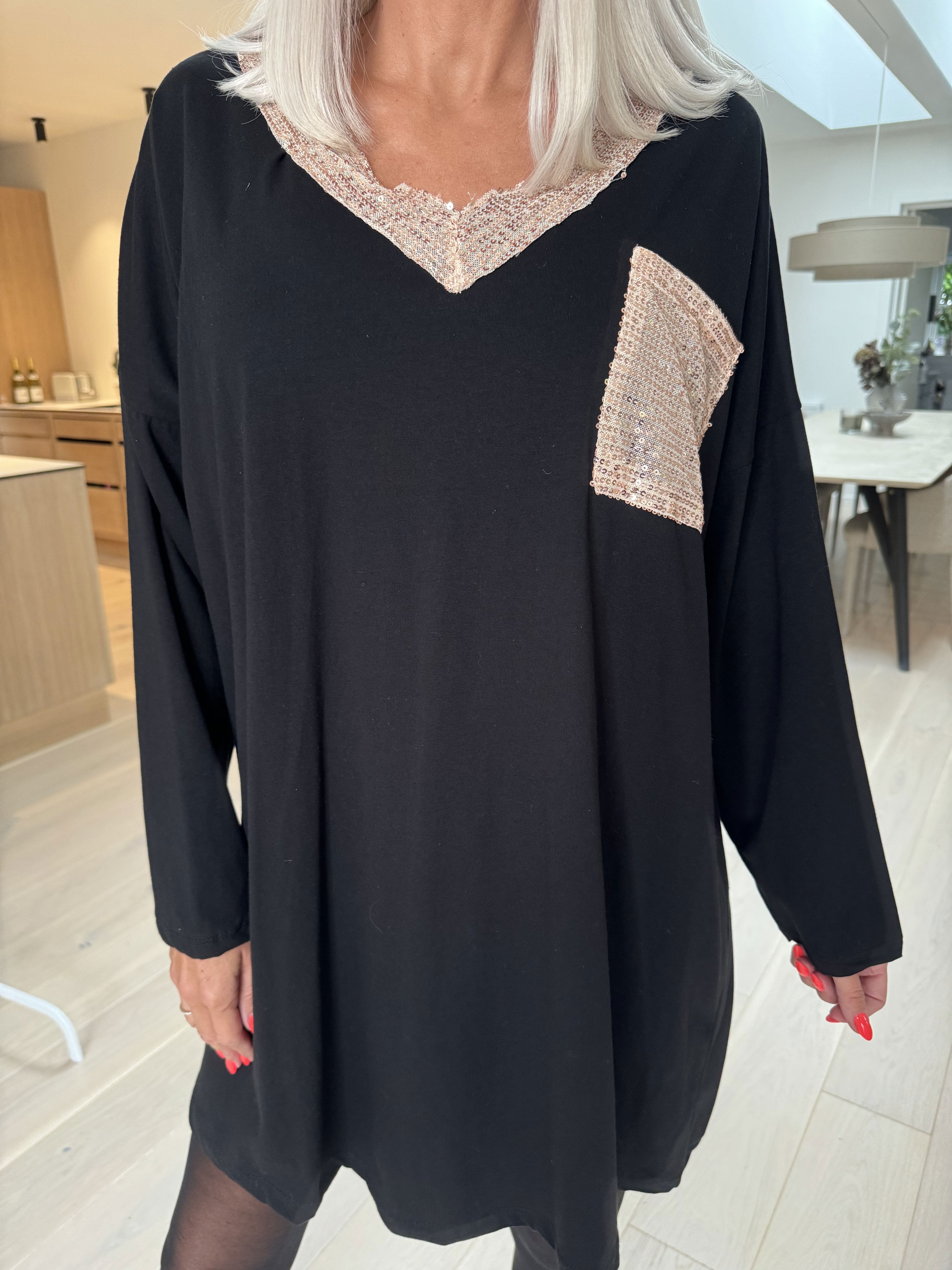 Jasmine - Tunika i mjuk bomull med paljetter